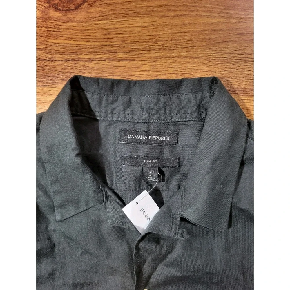 BANANA REPUBLIC MEN SLIM dark green ORGANIC COTTON FABRIC size small